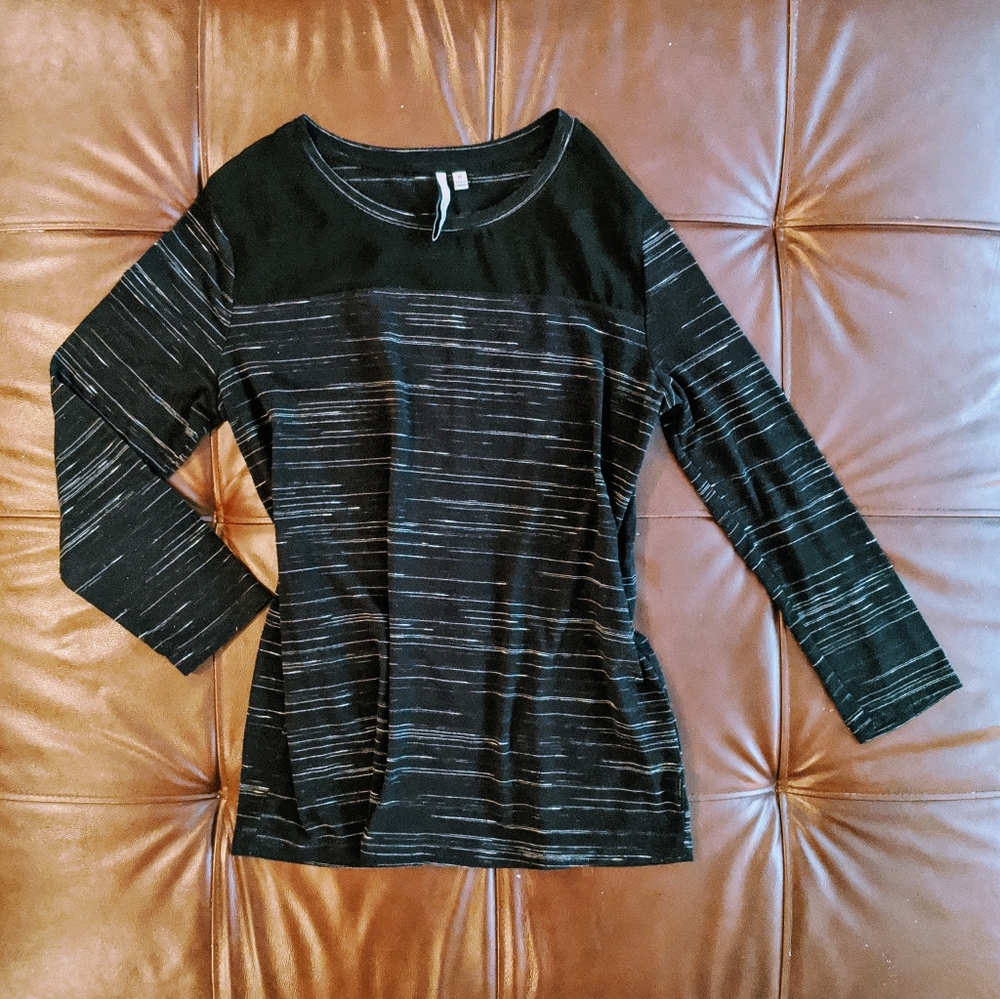 Black Calvin Klein Sheer Striped Crew Neck M (EUC)